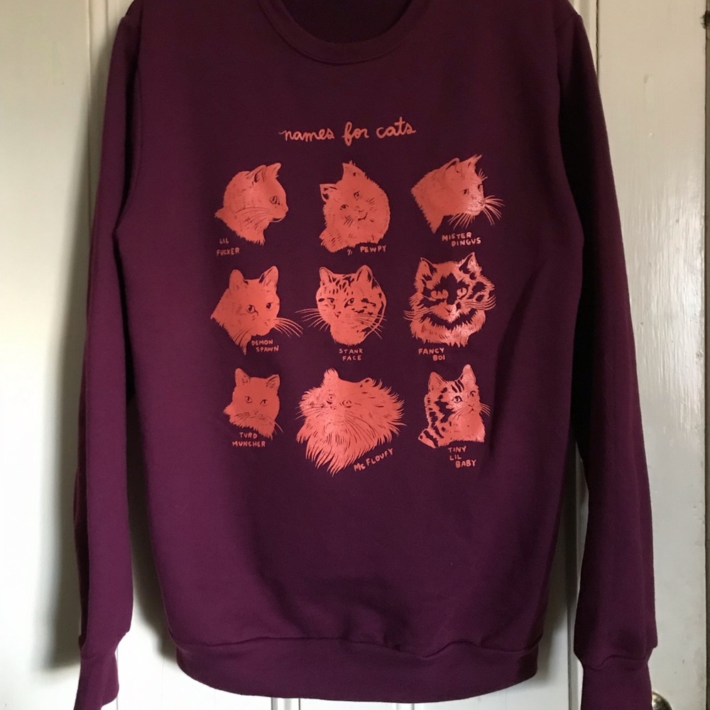 NWOT Stay Home Club “Names For Cats” Crew Neck Sweatshirt